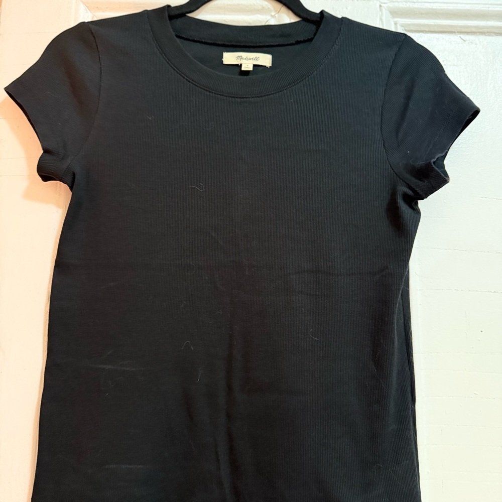 Madewell Black Ribbed Short Sleeve Tee